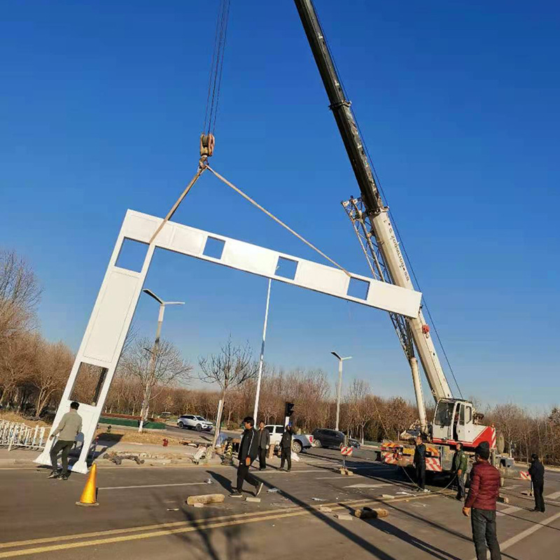 f型人行道信号灯框架信号灯杆 一体式交通道路警示灯红绿灯