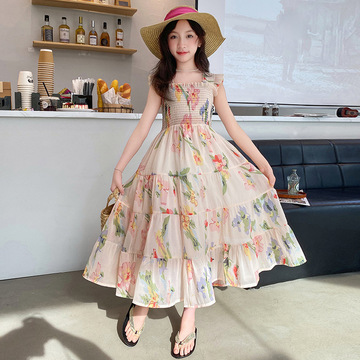 女童夏装沙滩裙女孩夏款休闲度假沙滩长裙子中大女童夏季连衣裙潮