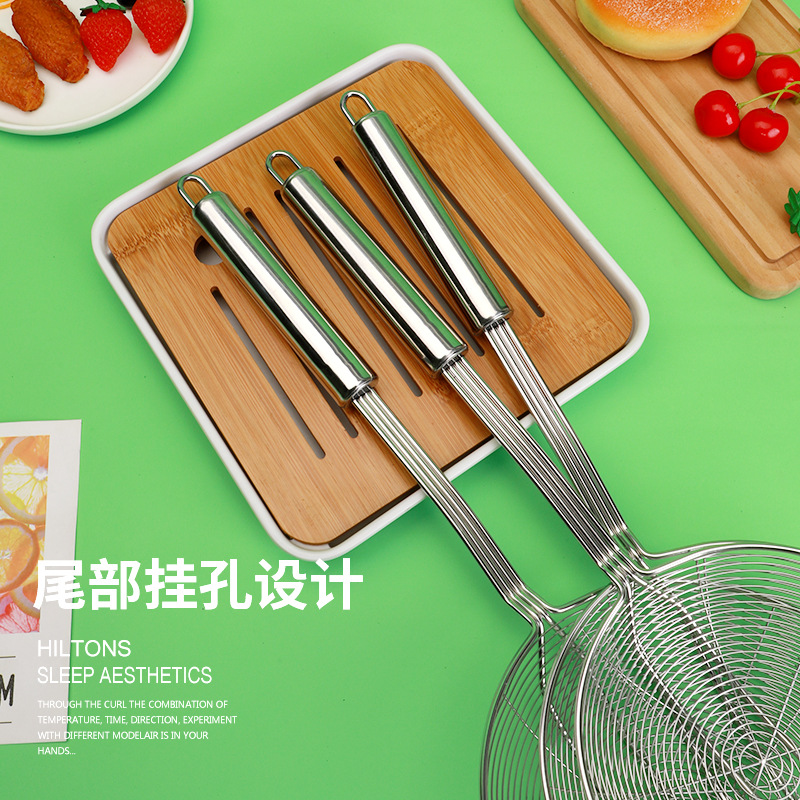 Stainless Steel Tableware round Tube Handle Four-Line Leakage Household Kitchenware Hot Pot Leakage Pasta Spoon Drain Strainer Fried Colander