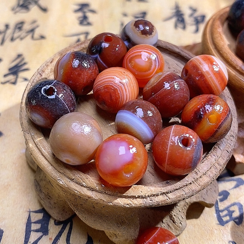 天然玛瑙圆珠diy配珠多宝珠散珠串珠梦幻玛瑙圆珠小珠子老玛瑙批