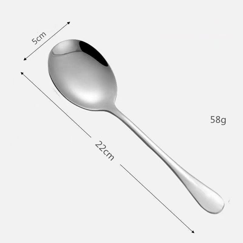 Household Stainless Steel Serving Spoon Spoon for Individual Portions Public Spoon Hotel Restaurant Large Square Handle round Head Serving Spoon