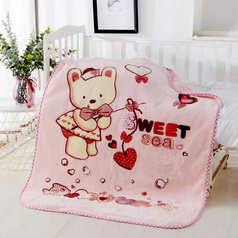 Babies' Woolen Blanket Newborn Cartoon Children's Blanket Double-Layer Thickened Super Soft Cloud Blanket Kindergarten Lunch Break Hug Blanket