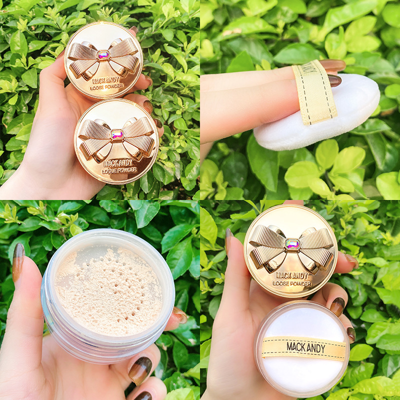 Maco Andy Bowknot Air Finishing Powder Oil Control Concealer Waterproof Makeup Lightweight Not Stuck Pink Powder Face Powder