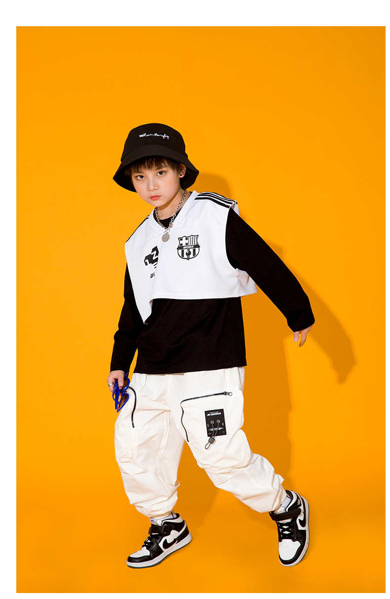 儿童演出服小学生街舞嘻哈套装男童表演服装走秀女童潮牌舞蹈潮服