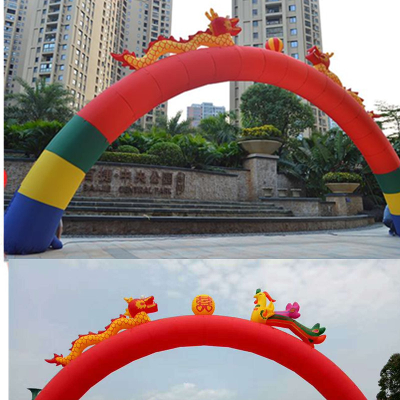 气模厂家双龙拱门婚庆充气拱门开业气球广告庆典活动彩门8米10米