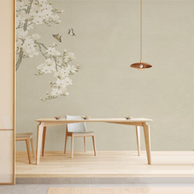 现代中式玉兰蝴蝶意境温馨沙发背景墙纸壁布卧室书房壁纸壁画