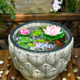 5dbj批发庭院小花园阳台鱼池造景摆件户外鱼缸仿石槽水景观小院天