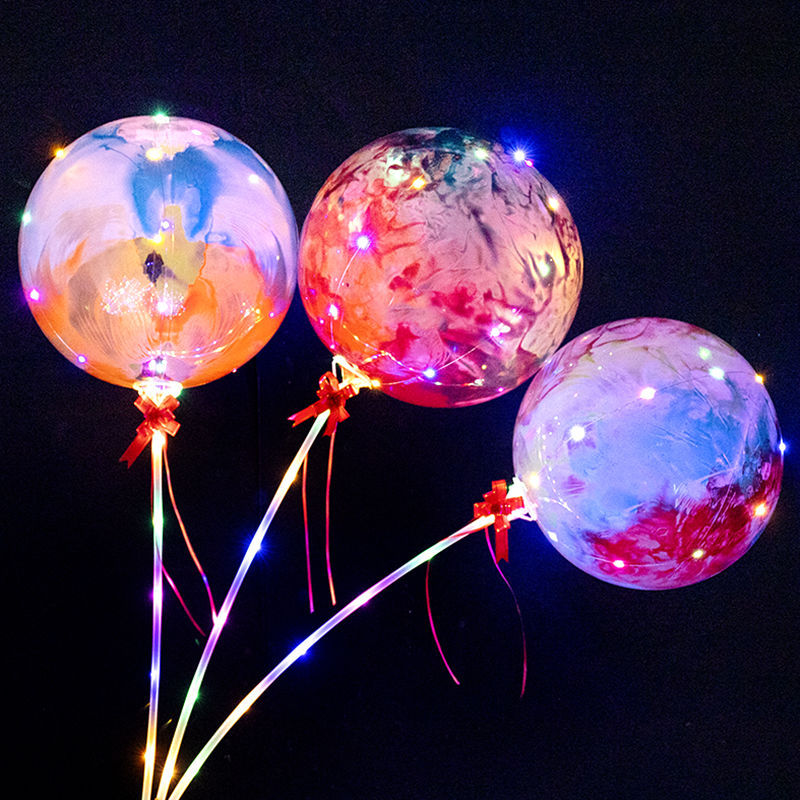网红透明波波球带灯球中球发光气球夜光100个装卡通广场热卖批发
