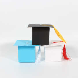新款毕业派对纸盒庆典毕业季礼物包装盒学士帽流苏糖果盒摆件用品