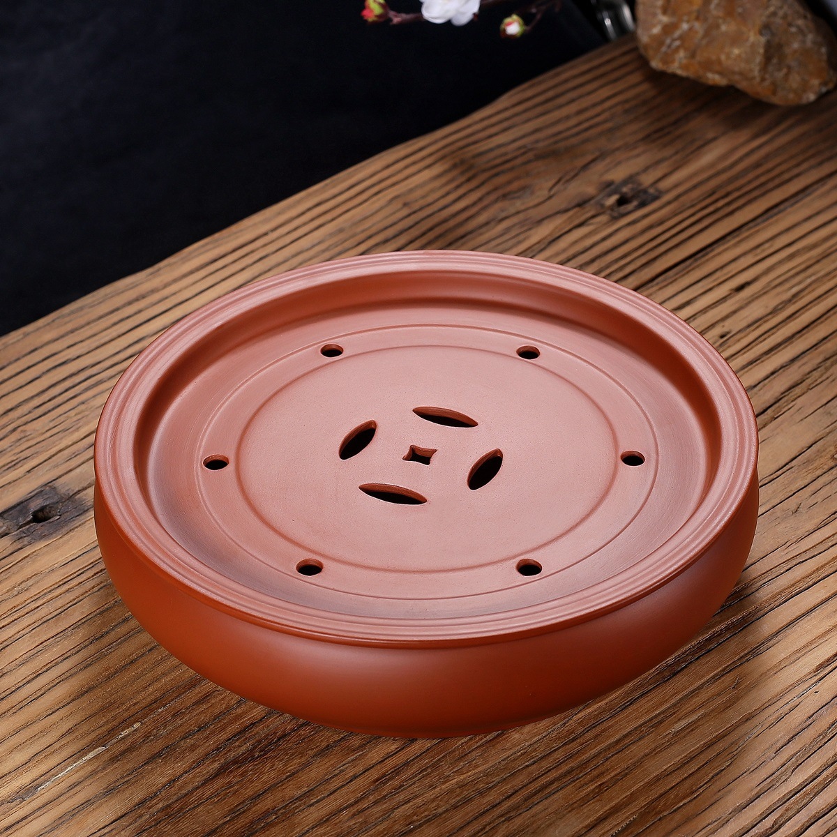 储水家用茶托茶海托盘陶瓷现代功夫茶具沥水紫砂小型茶盘茶台圆形