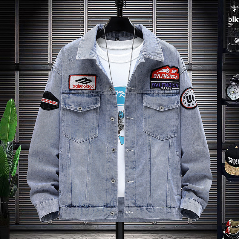 男装秋季新款时尚绣标夹克男士连帽修身外衣青年个性外套潮-阿里巴巴