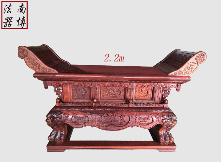 厂家直供寺院仿红木元宝桌供台 香樟木贴金佛桌 佛台神台供桌定制