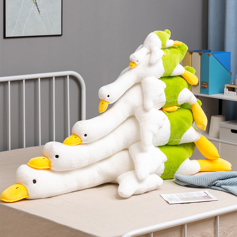 toysInternet Celebrity Lazy Goose Big White Geese Plush Toy Cute Lying Posture Big Goose Bed Clip Leg Side Sleeping Pillow Gift Wholesale