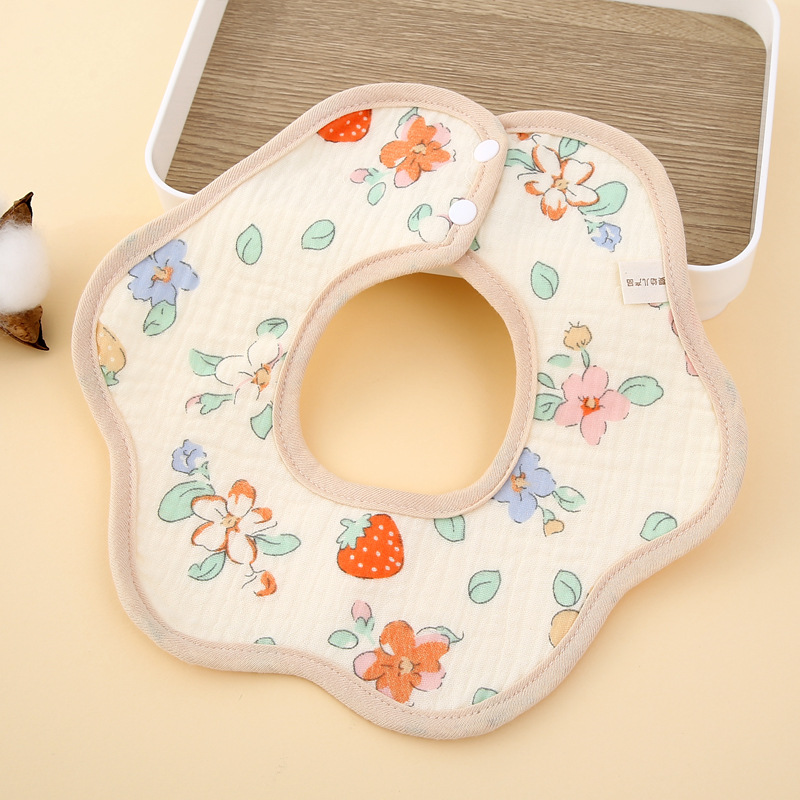 Newborn Saliva Towel Baby Class A Cotton Gauze Bibs Baby Bib 360 Degrees Waterproof Rotation Petal Bib