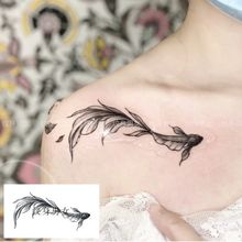 金钱锦鲤手背清新锁骨纹身贴  金鱼小清新情侣持久防水刺青