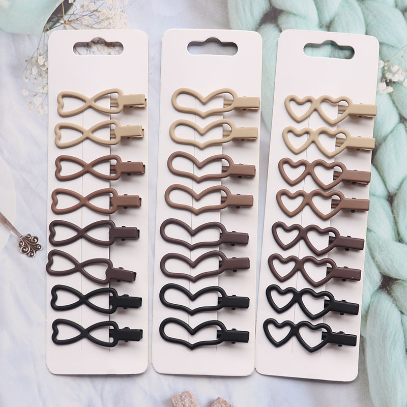 8 Coffee Color Series Simple and Seamless Duckbill Clip Shredded Hair Bangs Clip Headdress Hairpin Side Hair Clip Bar Shaped Clip