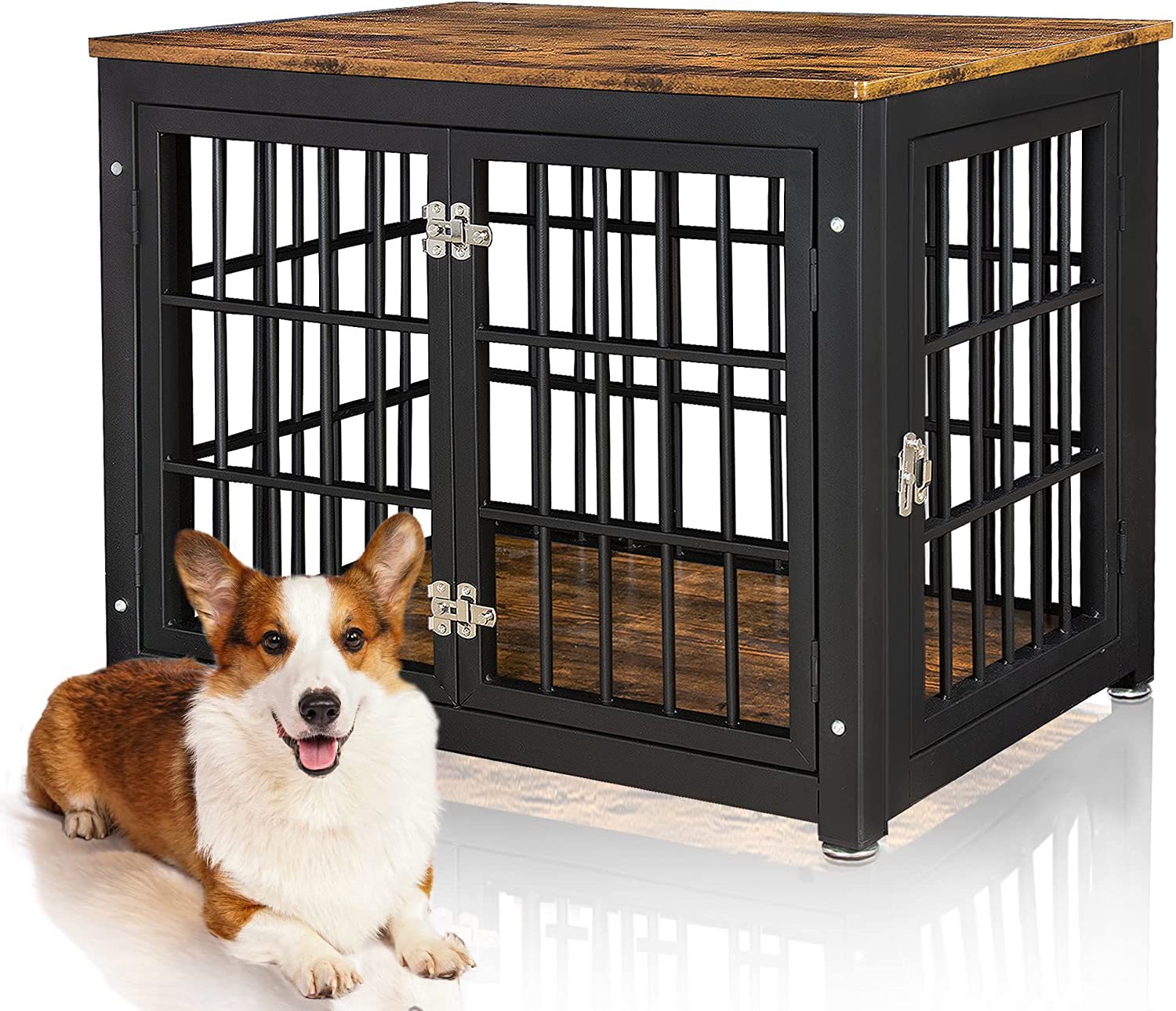 乡村风格重型狗笼家具装饰宠物屋端桌木质笼子狗舍家具室内