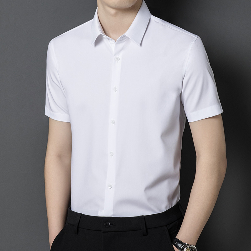 品牌男士丝光棉衬衫24夏季商务休闲免烫职业百搭中年男装衬衣批发