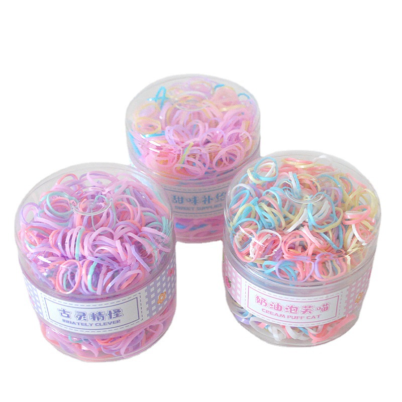 Color Size Combination Disposable Rubber Band Girls' Hair Elastic Band Double-Layer Boxed Hair Band Does Not Hurt Hair Accessories