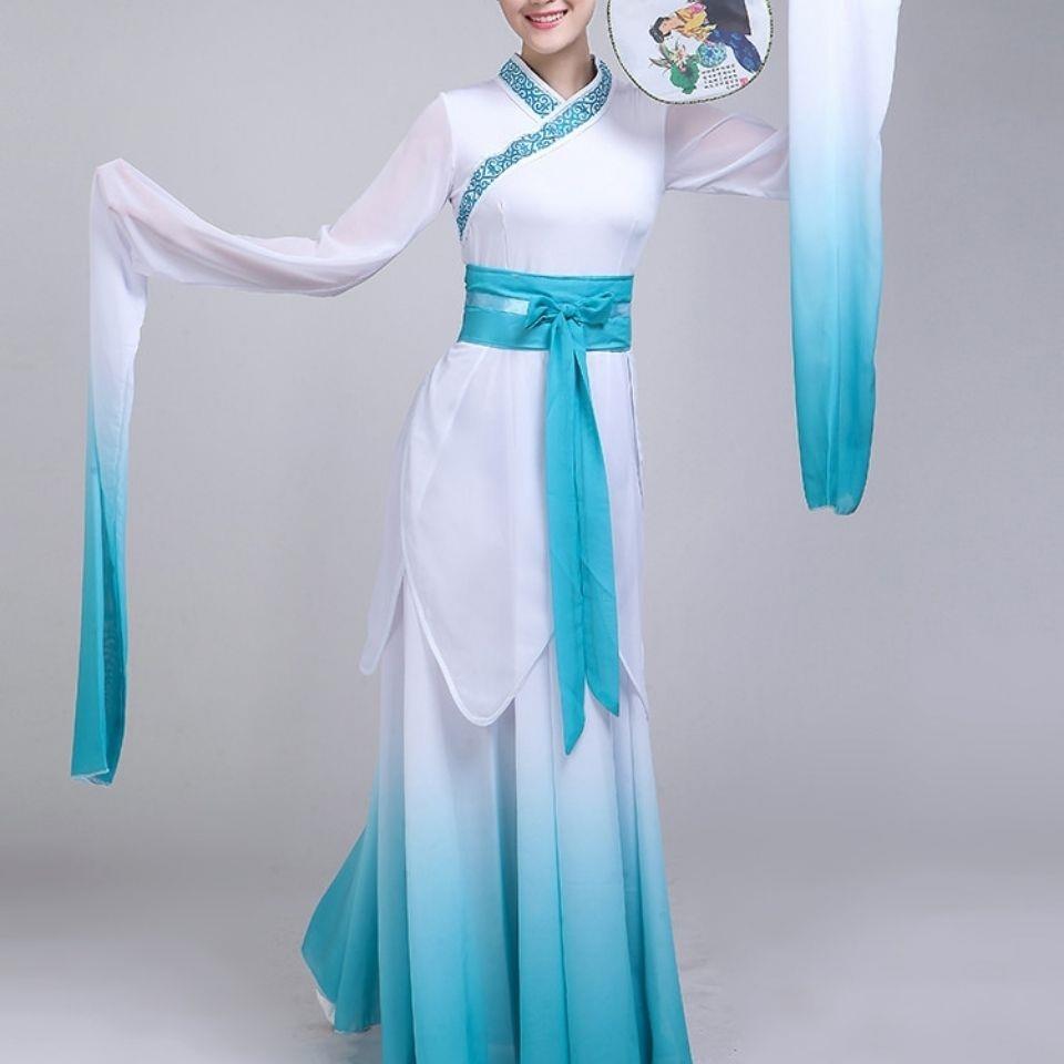 新款古典采薇舞蹈演出服水袖舞蹈服装女惊鸿舞儿童水袖舞汉服仙女