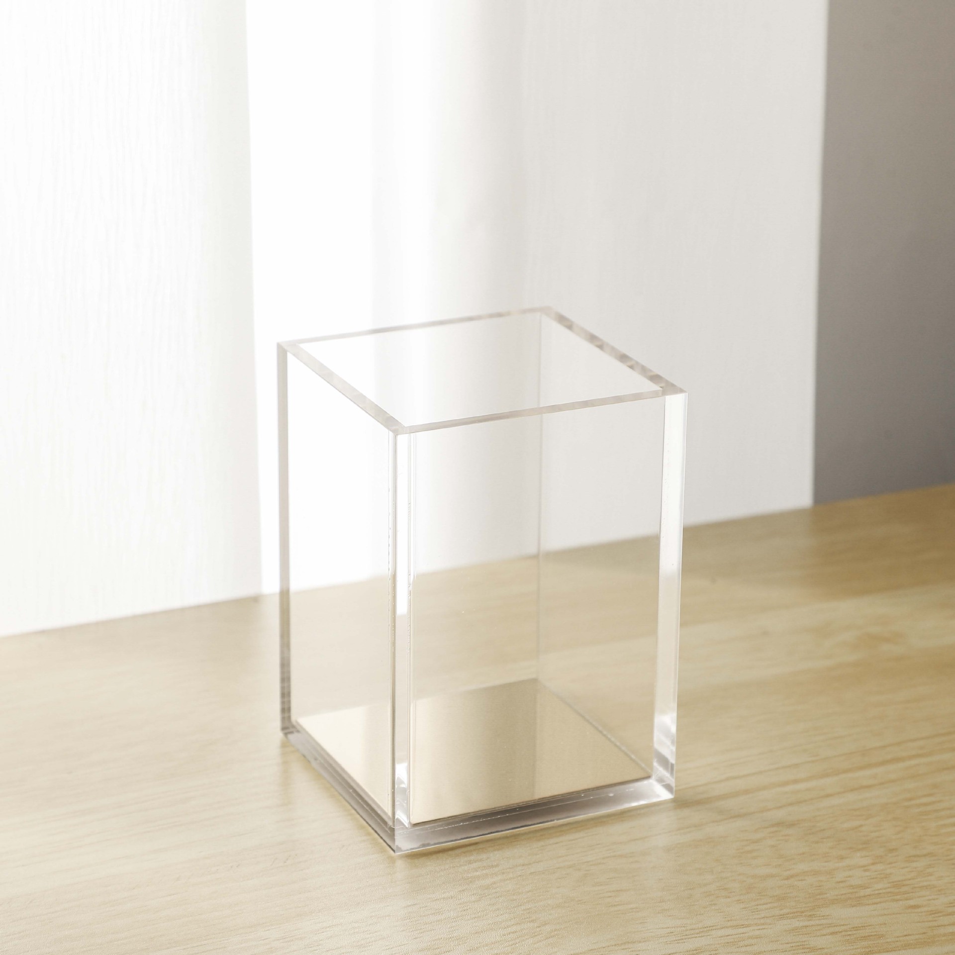 铭强厂办公用品亚克力透明笔筒彩色化妆品礼品收纳桶可印logo代发