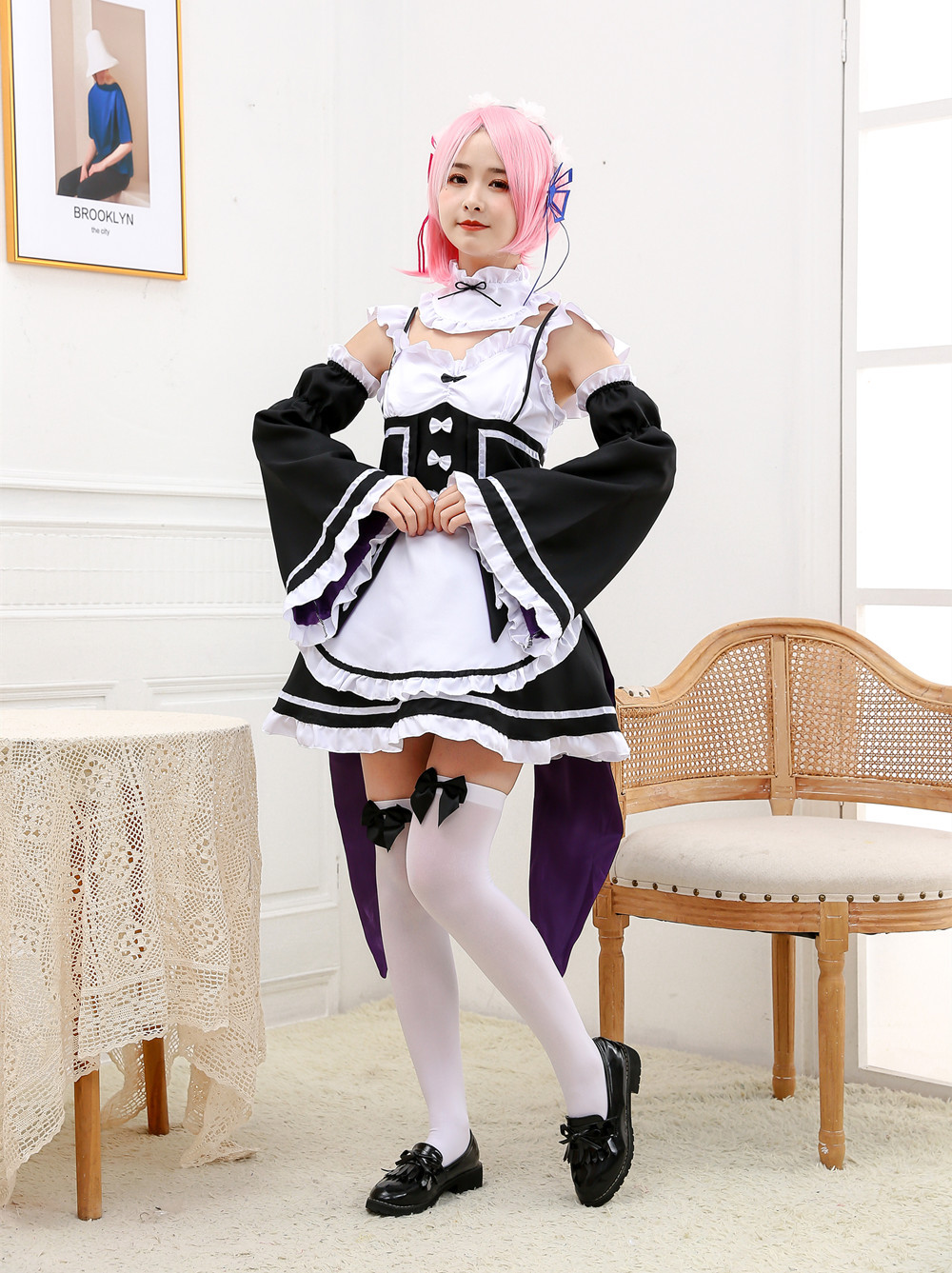 黑白动漫女仆装 拉姆雷姆蕾姆从零开始的异世界生活cosplay女装