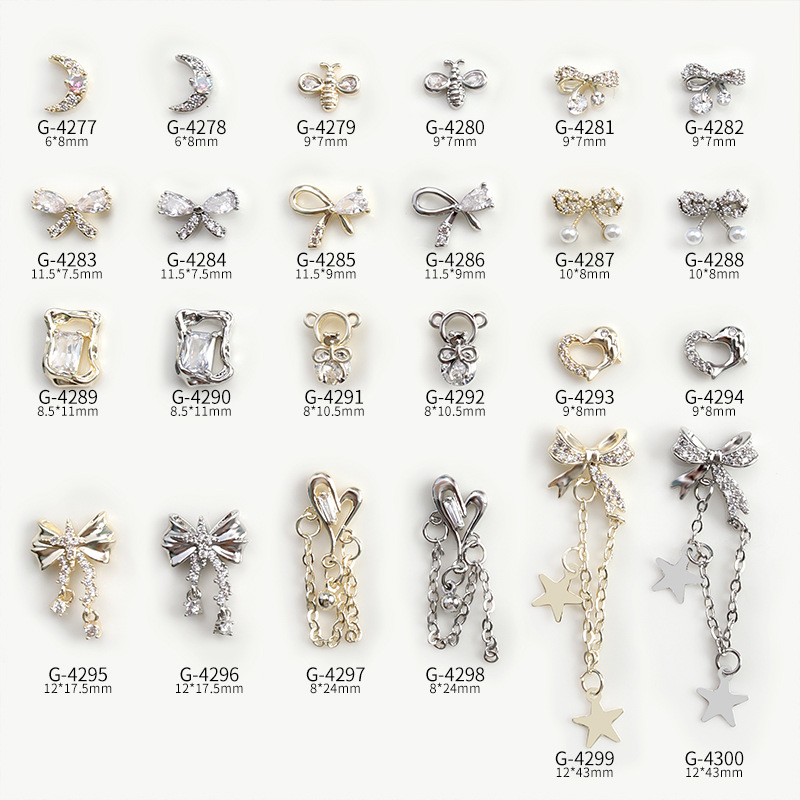 New Nail Ornament Bow Moon Heart Tassel Pendant Light Luxury Zircon Manicure Jewelry Decoration Factory Wholesale