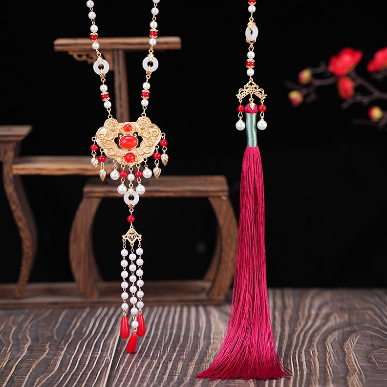 背云长璎珞明制平安锁项链马面裙配饰古风汉服软璎珞古装项圈女