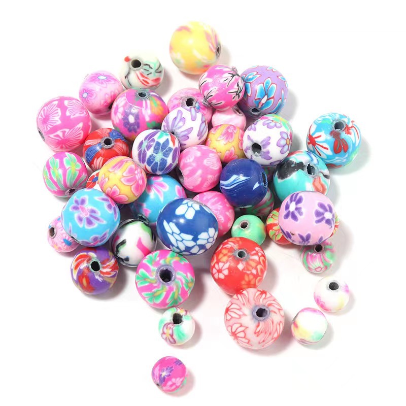 New Wuzhou Factory Direct Sales Colorful Polymer Clay round Beads DIY Handmade Beaded Loose Beads Bracelet Necklace Earrings Beads Colorful