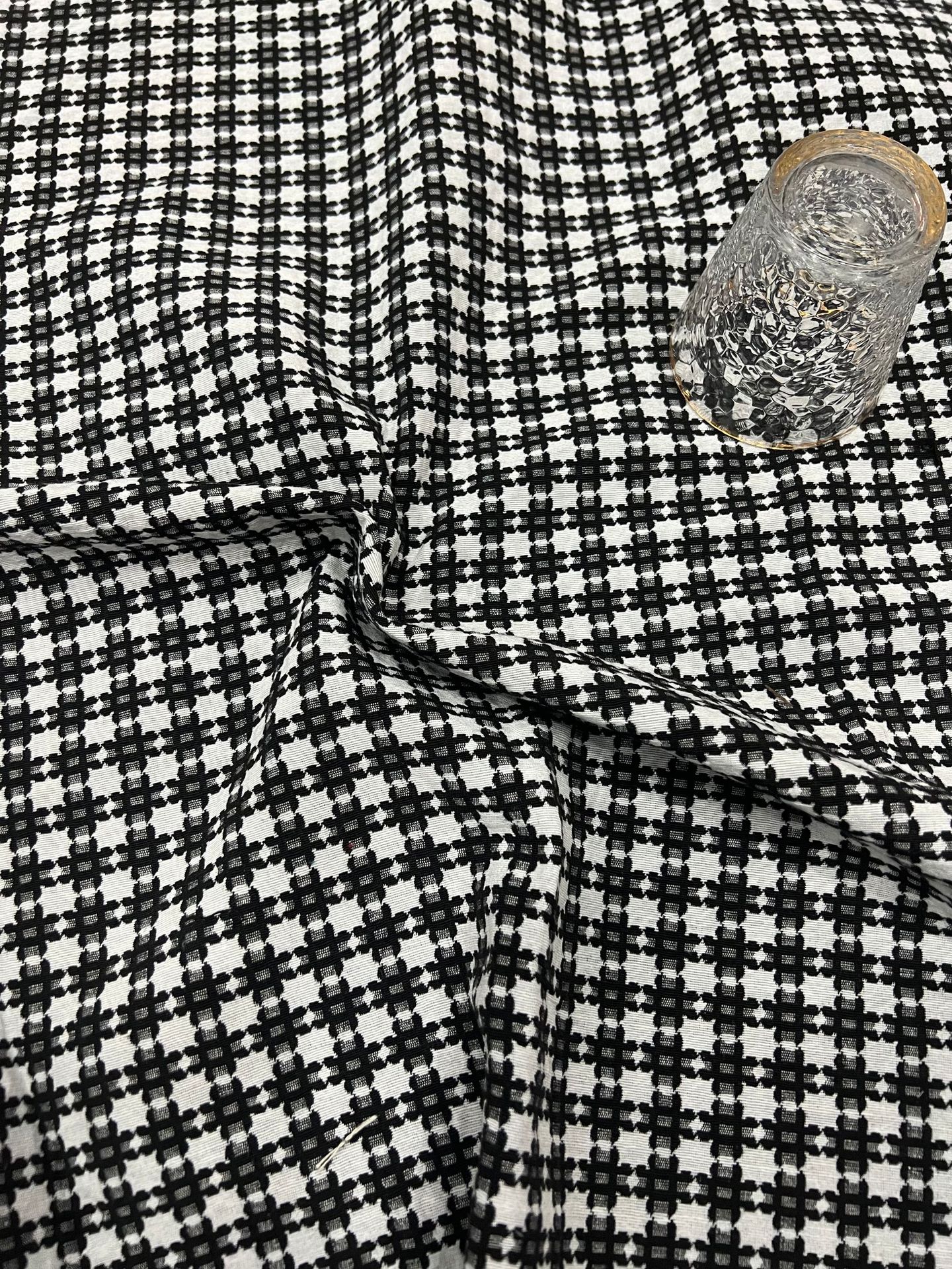 井字新款黑白格菱形格秋冬现代几何提花色织大提花箱包服装装饰品