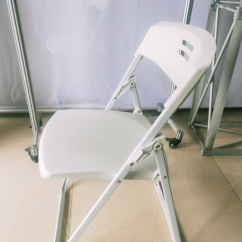 跨境折叠椅白色户外展会商演专用折叠椅pvc靠背椅便携培训课桌椅