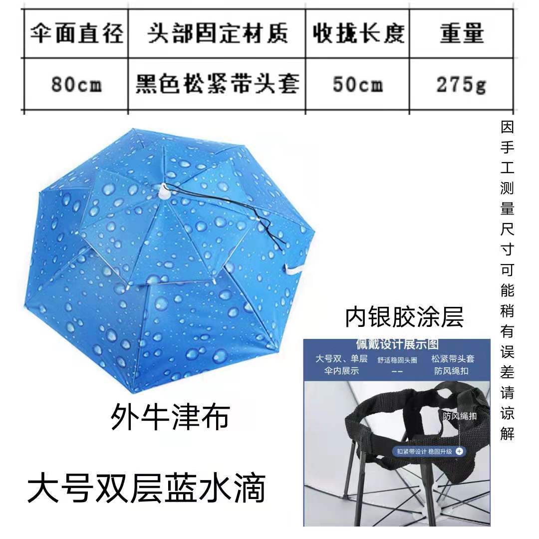 [Factory Direct Supply] Umbrella Cap Umbrella Worn on the Head Double-Layer Breathable Umbrella Hat Umbrella Travel