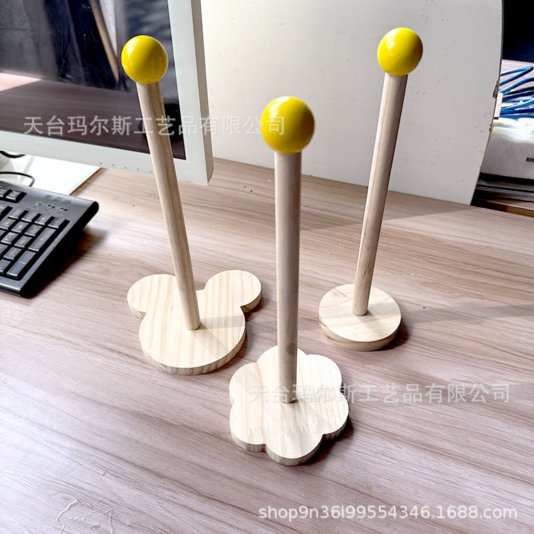 大肠发圈收纳神器儿童头绳橡皮筋鲨鱼夹头花发饰置物架原木展示架
