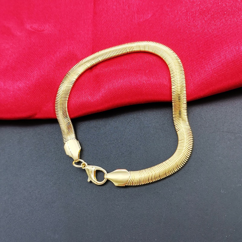 6mm扁蛇骨手链 外贸首饰新款男女手环 镀18k金色蛇骨链厂家现货