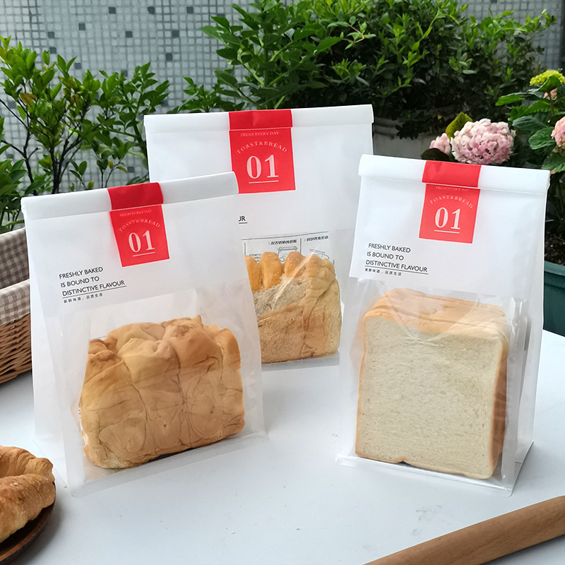 新款吐司面包包装袋450克250克切片面包餐包棉纸袋铁丝卷边自封口