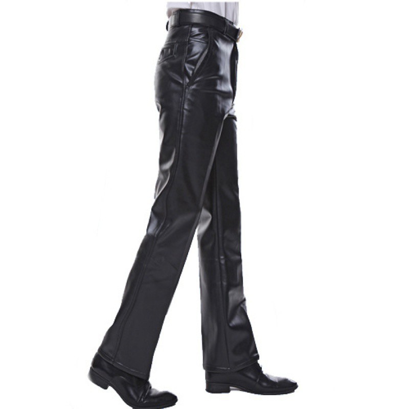 中老年男皮裤男士皮裤子男款机车裤摩托车 直筒男皮裤大码宽松