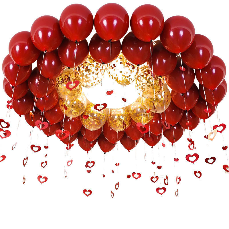 Wedding Wedding Ceremony Wedding Room Layout 10-Inch Double-Layer Thickened Pomegranate Red Wedding Decoration Supplies Rubber Balloons Wholesale