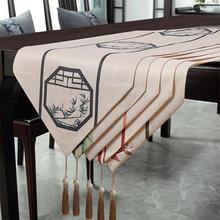 禅意茶席垫新中式茶几长条桌布古典中国风桌旗棉麻茶台垫布防水垫