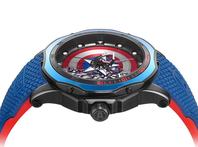 漫威marvel男士手表 美国队长石英真皮潮流运动个性腕表 1398