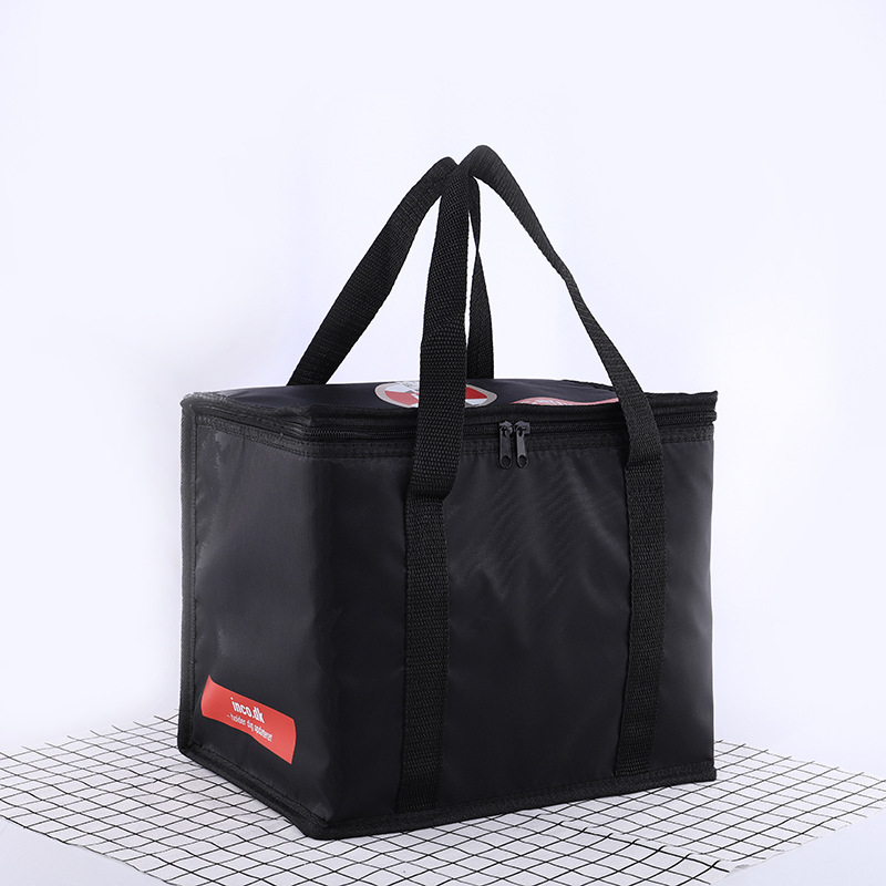 厂家直供简约大号手提保温袋野餐包黑色便当饭盒袋可定制logo