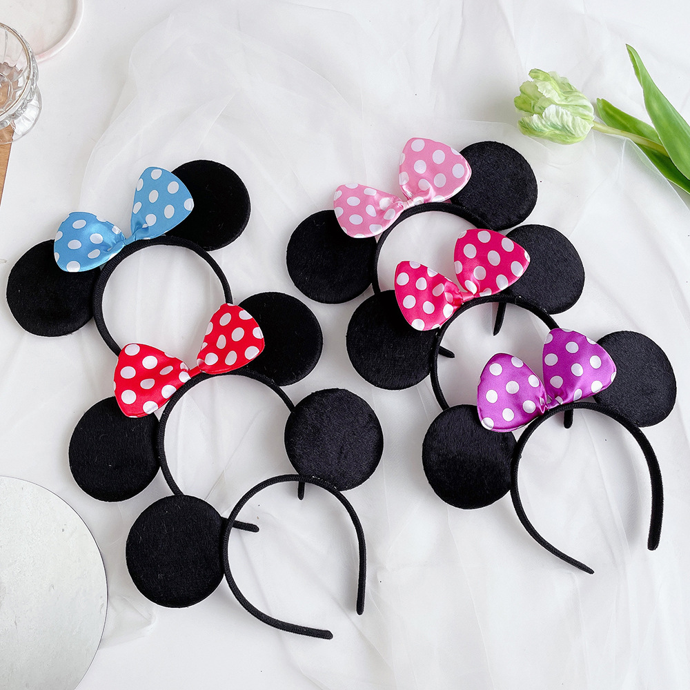 米奇发箍蝴蝶结儿童表演头饰游乐园米妮可爱发卡黑耳朵米老鼠头箍