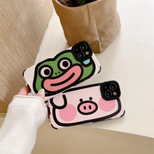 可爱小猪适用iphone15pro max苹果13手机壳12/11/14青蛙保护套