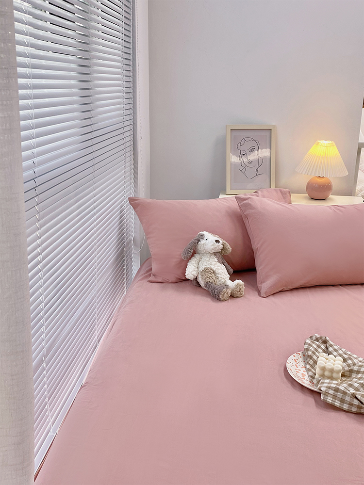 单独豆沙色纯色简单床单床笠枕套纯棉1.8m1.5m床-阿里巴巴