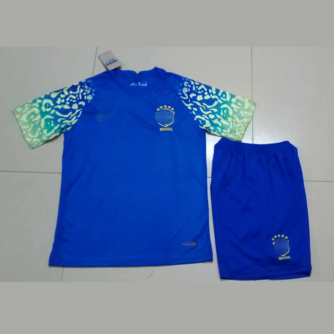 22-23世界杯巴西客场球衣蓝色套装国家队足球队服团购印号