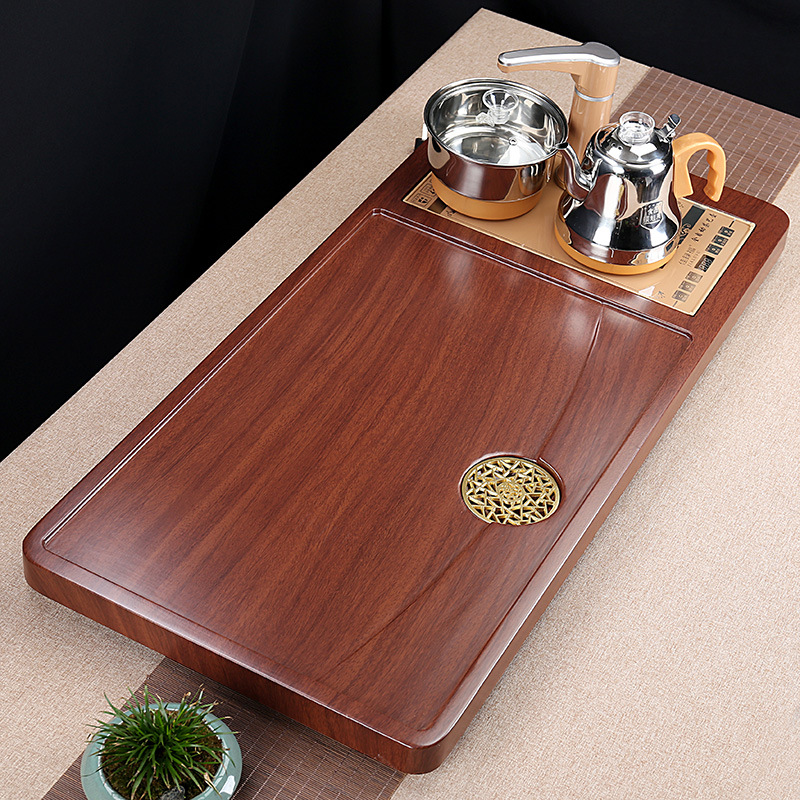 Tea Tray Solid Wood Whole New Home Tea Table Tea Table Kung Fu Tea Set Office Bamboo Tray with Drainage Tea Cup