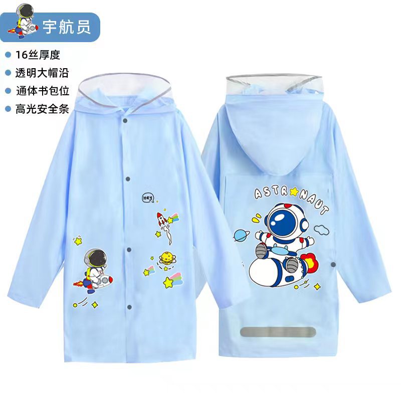 Free Shipping Children's Whole Body Primary and Secondary School Students plus-Sized Schoolbag Baby Poncho Thickened Long Section Waterproof Kindergarten Raincoat