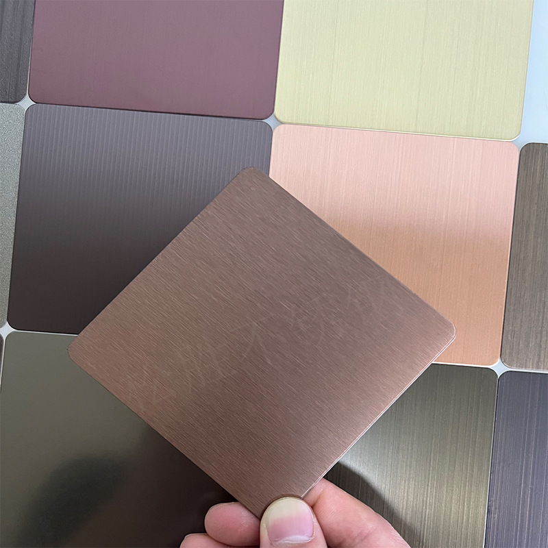 304缎纹彩色不锈钢板 抗指纹哑光宝石蓝黄金玫瑰金缎纹乱纹不锈钢