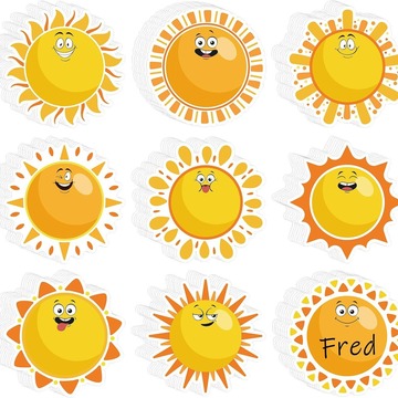 太阳姓名标签贴纸卡通太阳形状名牌贴纸趣味教室公告板不干胶标签