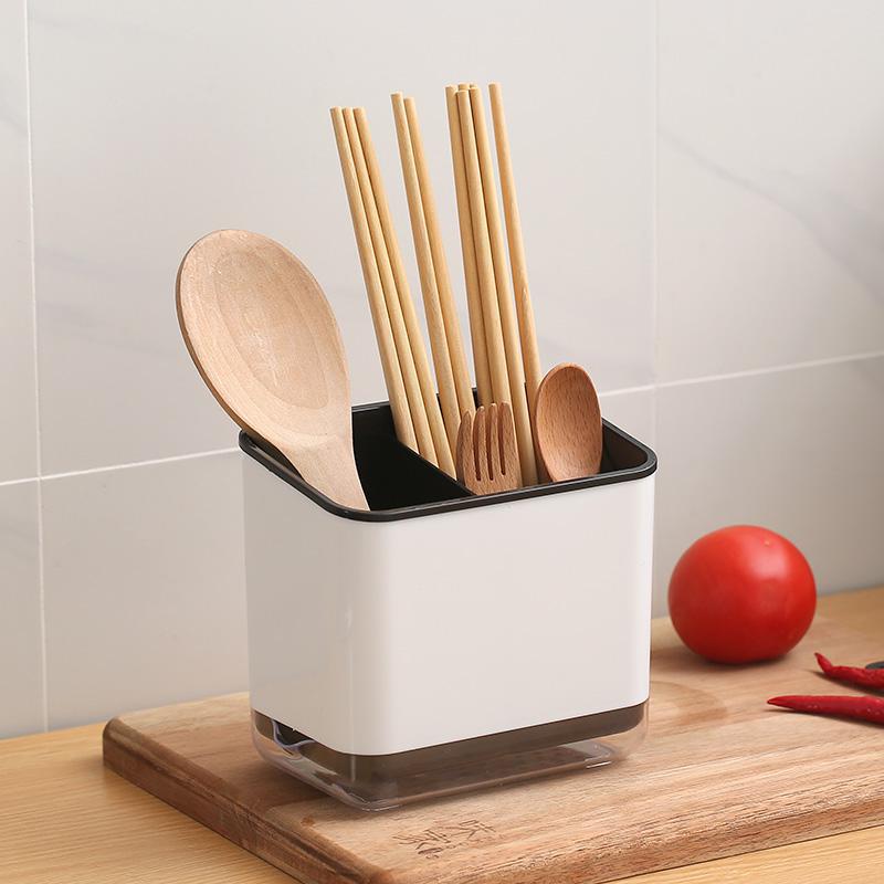 Nordic Kitchen Compartment Chopsticks Box Household Double-Layer Tableware Storage Draining Rack Desktop Spoon Chopsticks Holder