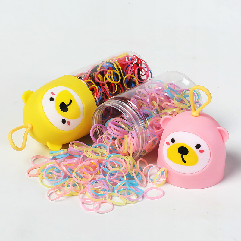 Korean Style New Cartoon Canned Head Rope Disposable Rubber Band Black Harmless Hair Elastic Female Hair-Binding Rubber Band Headdress Batch